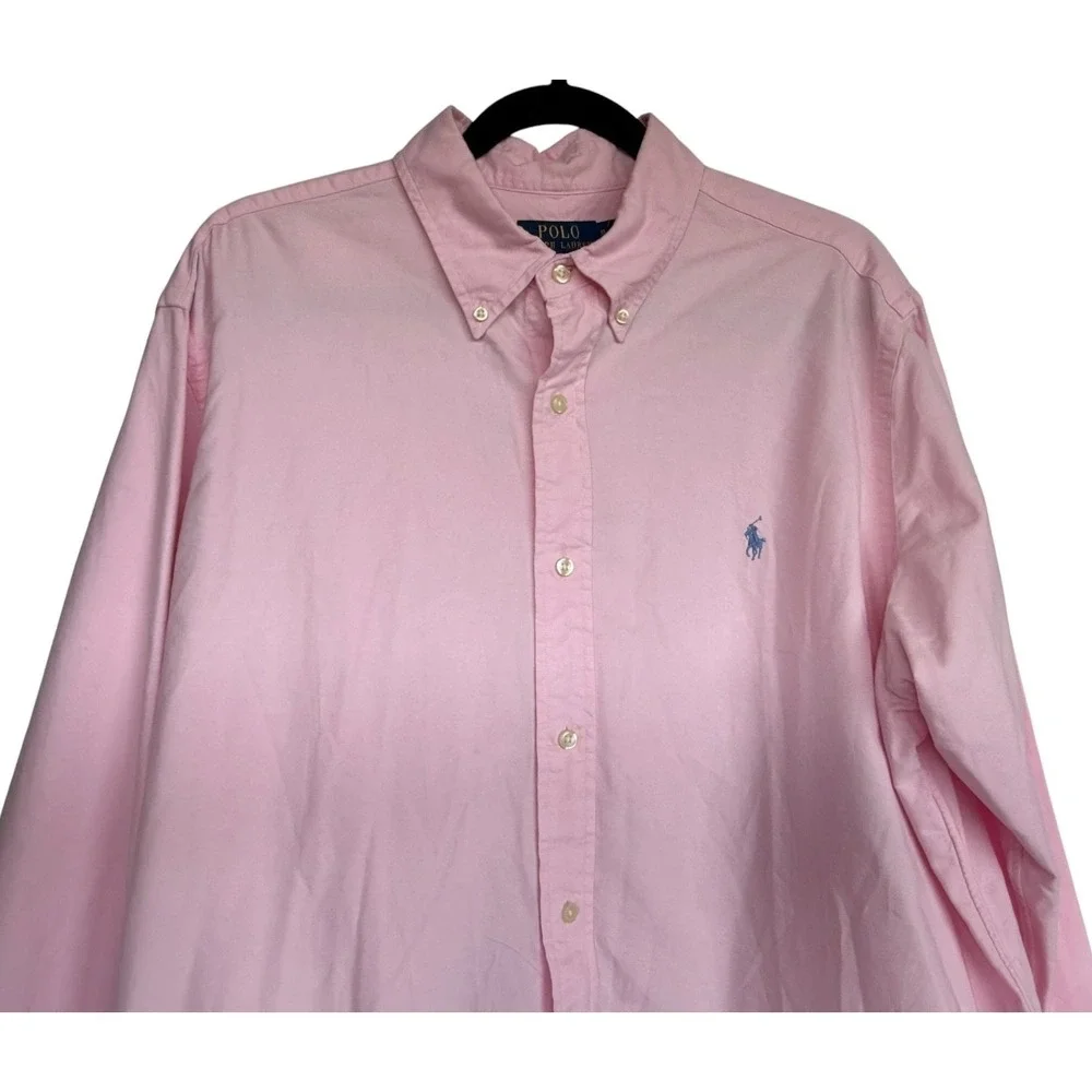 Men's Polo Ralph Lauren Classic Oxford Shirt XL Pink Poplin Preppy Long Sleeve